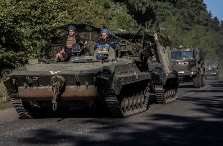 krainian servicemen ride an armoured personnel carrier near the Russian border in Sumy regionUkrainian servicemen ride an armoured personnel carrier, amid Russia's attack on Ukraine, near the Russian border in Sumy region, Ukraine August 14, 2024. REUTERS/Viacheslav Ratynskyi DATE 14/08/2024 SIZE 3500 x 2296 Country Ukraine SOURCE REUTERS/Viacheslav Ratynskyi