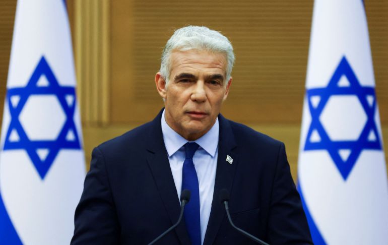 Israeli Prime Minister Naftali Bennett and Foreign Minister Yair Lapid give a statement, in Jerusalem